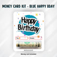 Load image into Gallery viewer, This image shows the money tube attached to the Blue Happy Birthday Money Card.