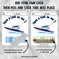 Load image into Gallery viewer, This image shows how to attach the money tube to the Boating Have a Tank on Me Money Card Kit.