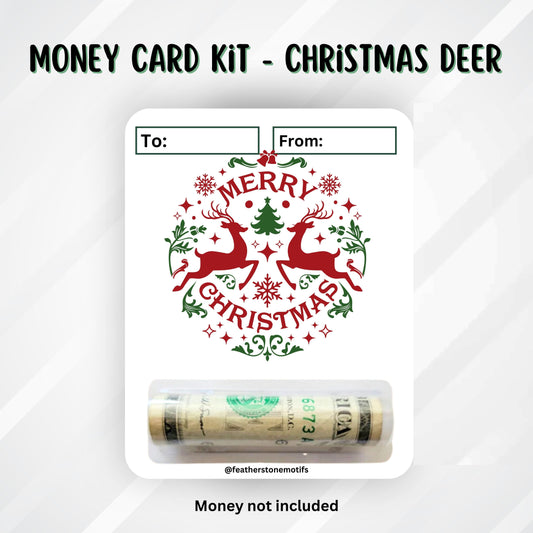 This image shows the money tube attached to the Christmas Deer money card.