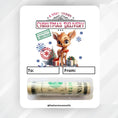 Load image into Gallery viewer, This image shows the money tube attached to the Christmas Deer Money Card.
