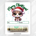 Load image into Gallery viewer, This image shows the money tube attached to the Christmas Kitten Money Card.