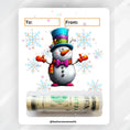 Load image into Gallery viewer, This image shows the money tube attached to the Christmas Snowman Money Card.