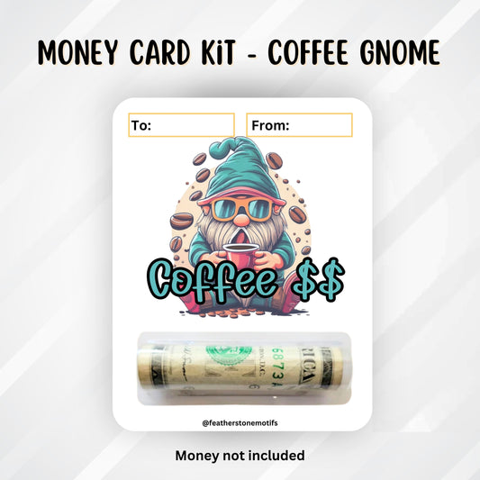 This image shows the money tube attached to the Coffee Gnome Money Card.