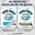 Load image into Gallery viewer, This image shows how to attach the money tube to the Coffee Money Card.