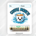 Load image into Gallery viewer, This image shows the money tube attached to the Coffee Money Card.