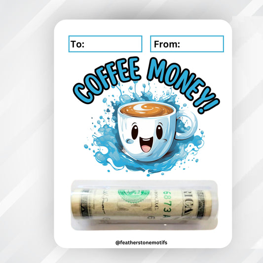 This image shows the money tube attached to the Coffee Money Card.
