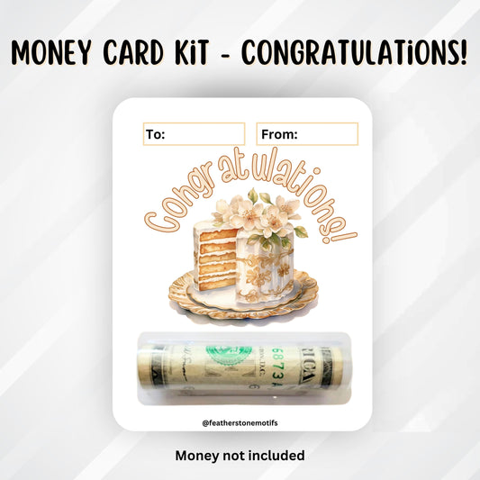 This image shows the money tube attached to the Congratulations Money Card.