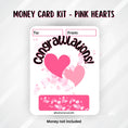 Load image into Gallery viewer, This image shows the Congratulations Pink Hearts Money Card Kit without the money tube.