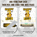 Load image into Gallery viewer, This image shows how to attach the money tube to the Construction Birthday Money Card.