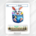 Load image into Gallery viewer, This image shows the Easter Bunny Money Card with the money tube attached.