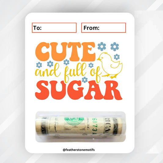 This image shows the money tube attached to the Easter Chick Easter Money Card.