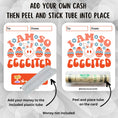 Load image into Gallery viewer, This image shows how to attach the money tube to the I am so Eggcited Easter Money Card.