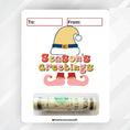 Load image into Gallery viewer, This image shows the money tube attached to the Elf Greetings money card.