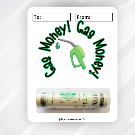 This image shows the money tube attached to the Gas Money 2 Money Card.