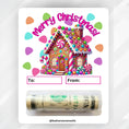 Load image into Gallery viewer, This image shows the money tube attached to the Gingerbread House Money Card.