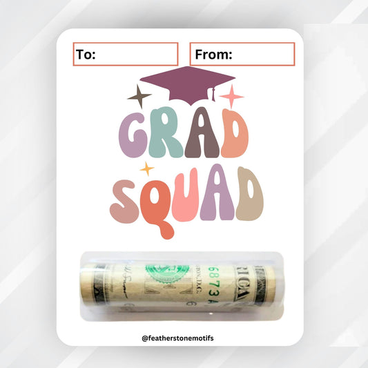 This image shows the money tube attached to the Grad Squad Money Card.