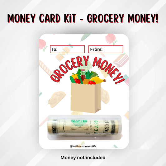 This image shows the money tube attached to the Grocery Money card.