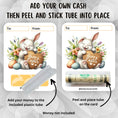 Load image into Gallery viewer, This image shows how to attach the money tube to the Happy Easter 1 Easter Money Card.
