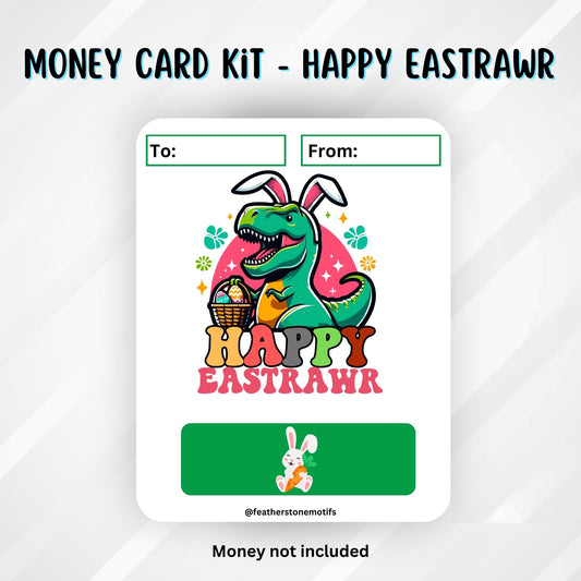 This image shows the Happy Eastrawr Easter Money Card without the money tube.