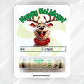 Load image into Gallery viewer, This image shows the money tube attached to the Happy Reindeer Money Card.