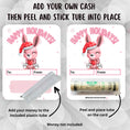 Load image into Gallery viewer, This image shows how to attach the money tube to the Holiday Bunny 2 Money Card.