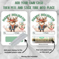 Load image into Gallery viewer, This image shows how to attach the money tube to the Holiday Pirate card.