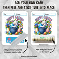 Load image into Gallery viewer, This image shows how to attach the money tube to the Hoppy Easter 1 Easter Money Card.