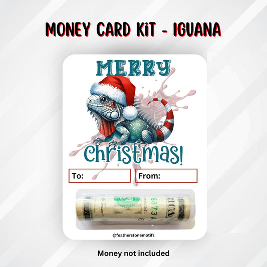 This image shows the money tube attached to the Iguana Money Card.