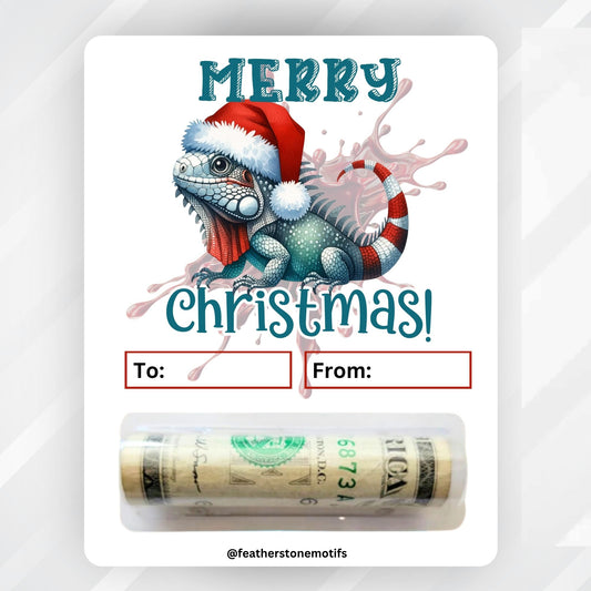 This image shows the money tube attached to the Iguana Money Card.