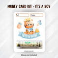 Load image into Gallery viewer, This image shows the money tube attached to the It's a boy Money Card.