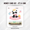 Load image into Gallery viewer, This image shows the money tube attached to the It's a Girl Money Card.