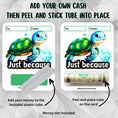 Load image into Gallery viewer, This image shows how to attach the money tube to the Just Because Money Card.