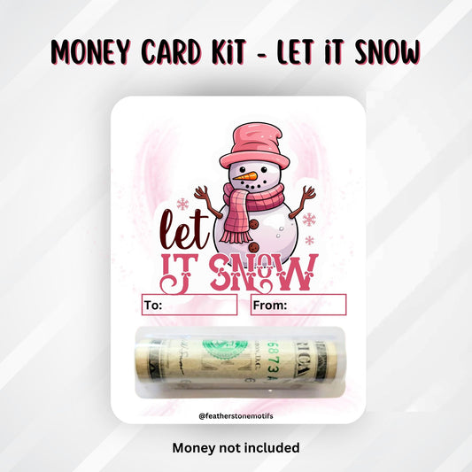 This image shows the money tube attached to the Let it Snow Money Card.