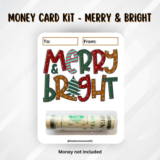 This image shows the money tube attached to the Merry & Bright Money Card.