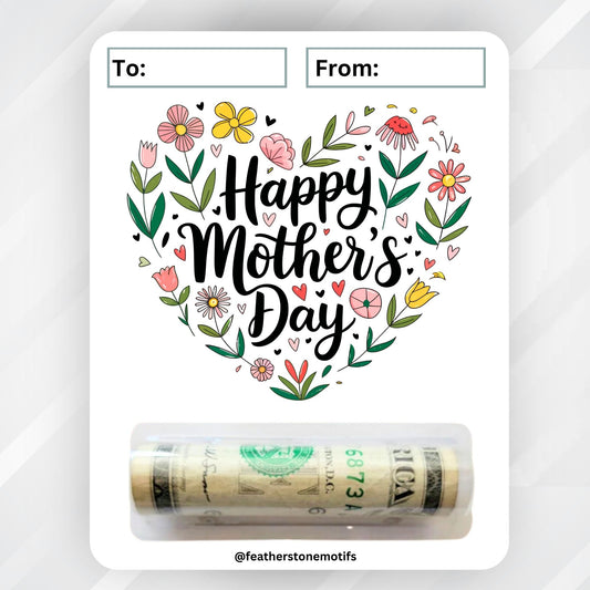 This image shows the Flower Heart Mother's Day Money Card Kit.
