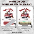 Load image into Gallery viewer, This image shows how to attach the money tube to the Pickup Holidays Money Card.