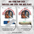 Load image into Gallery viewer, This image shows how to attach the money tube to the Pirate Christmas Money Card.