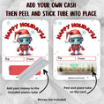 Load image into Gallery viewer, This image shows how to attached the money tube to the Robot money card.