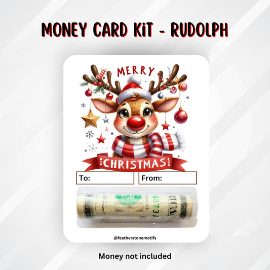 This image shows the money tube attached to the Rudolph Money Card.