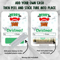 Load image into Gallery viewer, This image shows how to attach the money tube to the Santa Chimney Money Card.