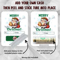 Load image into Gallery viewer, This image shows how to attach the money tube to the Santa Cookie Money Card.