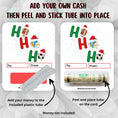 Load image into Gallery viewer, This image shows how to attach the money tube to the Sports Ho Ho Ho money card.