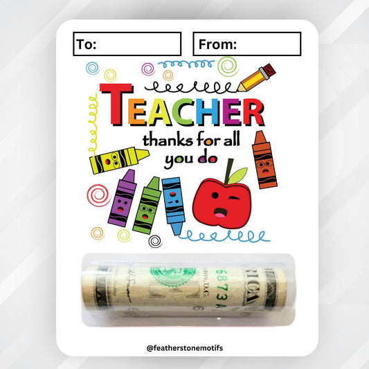This image shows the Thanks For All You Do Teacher Money Card Kit.