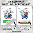 Load image into Gallery viewer, This image shows how to attach the money tube to The hunt is on 1 Easter Money Card.