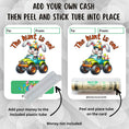 Load image into Gallery viewer, This image shows how to attach the money tube to The hunt is on 3 Easter Money Card.