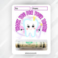 Load image into Gallery viewer, This image shows the money tube attached to the Tooth Fairy Purple Money Card.