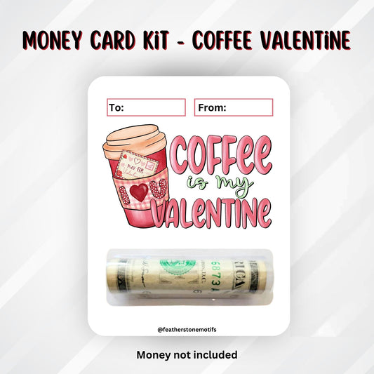 This image shows the money tube attached to the Coffee Valentine Money Card.