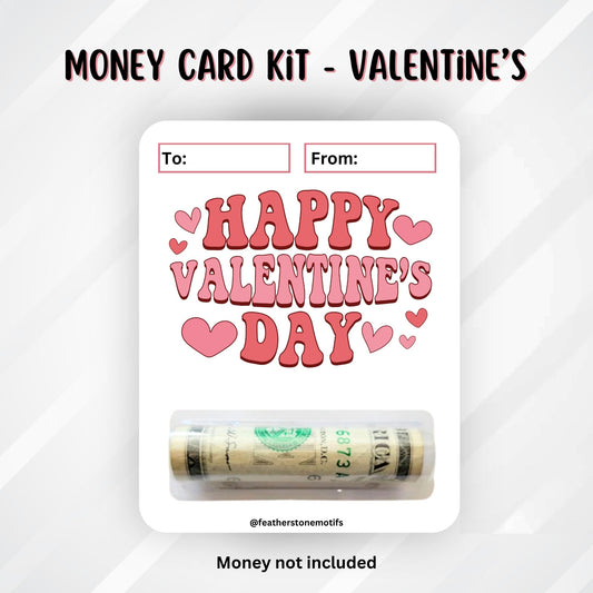 This image shows the money tube attached to the Happy Valentine's Day Valentine Money Card.