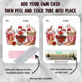 Load image into Gallery viewer, This image shows how to attach the money tube to the I heart U Valentine Money Card.