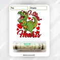 Load image into Gallery viewer, This image shows the money tube attached to the T-Rex Valentine Money Card.